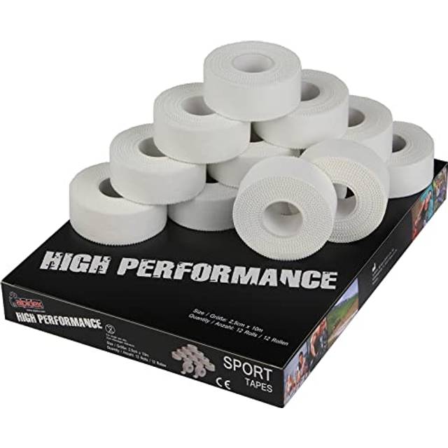 ALPIDEX 12 Rullar Fingertejp 2,5 cm x 10 m Sport Tape Set Tejp Vit Klättring Sportband Hudvänligt