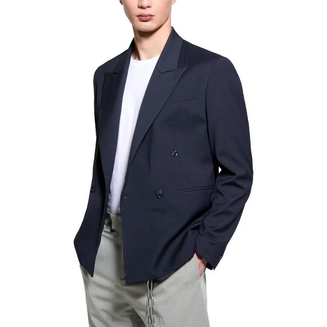 SISLEY Regular Fit Double Breasted Blazer, Navy Blue