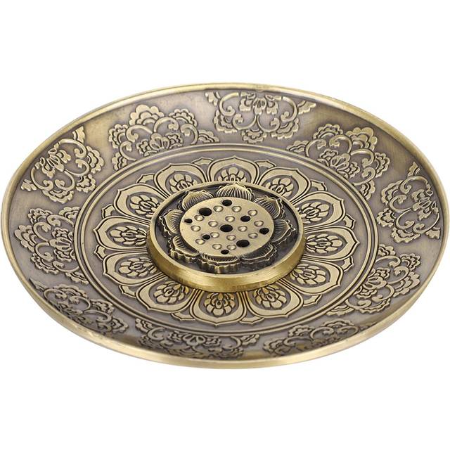 Bronze Incense Burners Plate Flower Round Incense Stick Holders for Home Decoration