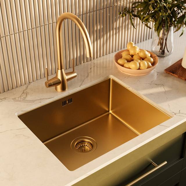 Single Bowl Brass Undermount Stainless Steel Kitchen Sink- Enza Tamara