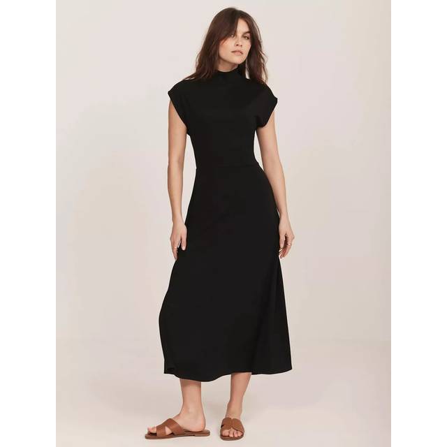 Mint Velvet High Neck Cap Sleeve Dress, Black