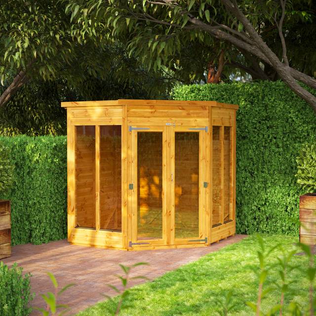 Power 6x6 Pent Corner Summerhouse, Brown