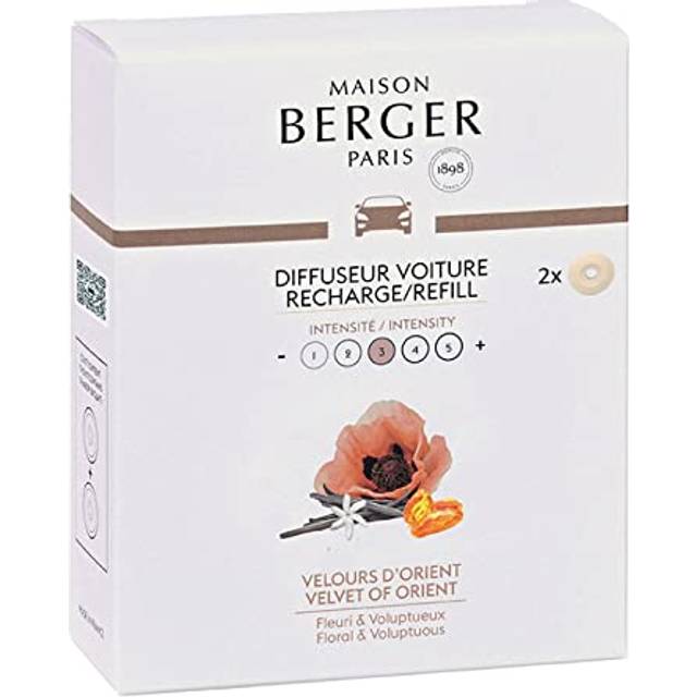 Set of 2 Ceramic Pods for Refillable Car Air Freshener Vent Clip Diffuser - 4/6 Weeks Diffusion Time - Maison Berger Fragrance and Scent - Velvet of O