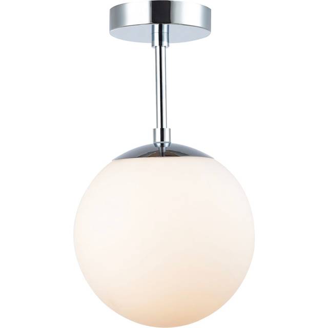 Traditional Glass Globe IP44 Bathroom Ceiling Light Fixture in Polished Chrome by (35cm H X 20cm W X 20cm D)
