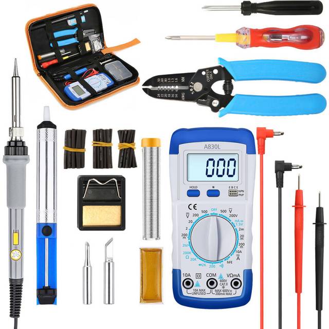 Soldeerbout Kit 60W Verstelbare Temperatuur Elektrische Soldeerbout Met 60 In 1 Schroevendraaier Kit Mobiele Reparatie Tools Set tas - VS
