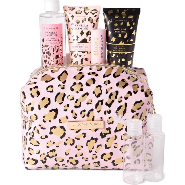 Tahari Vanilla Jasmine Spa Gift Set for Women - Luxurious Bath Kit with Body Lotion  Body Scrub  Body Wash & Lip Balm with Bag - Perfect Selfcare Gift