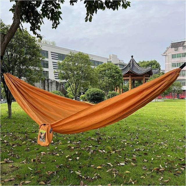 (Yellow) Double and Single Camping Hammock, Portable Hammock with 2 Bark Straps, Anti-Roll Hammock