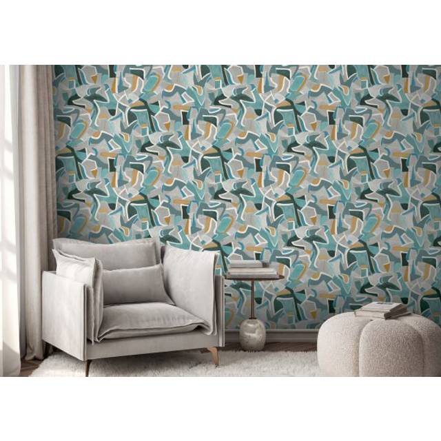 10m x 60cm Jigsaw Wallpaper Roll - Yellow (10cm L X 60cm W)