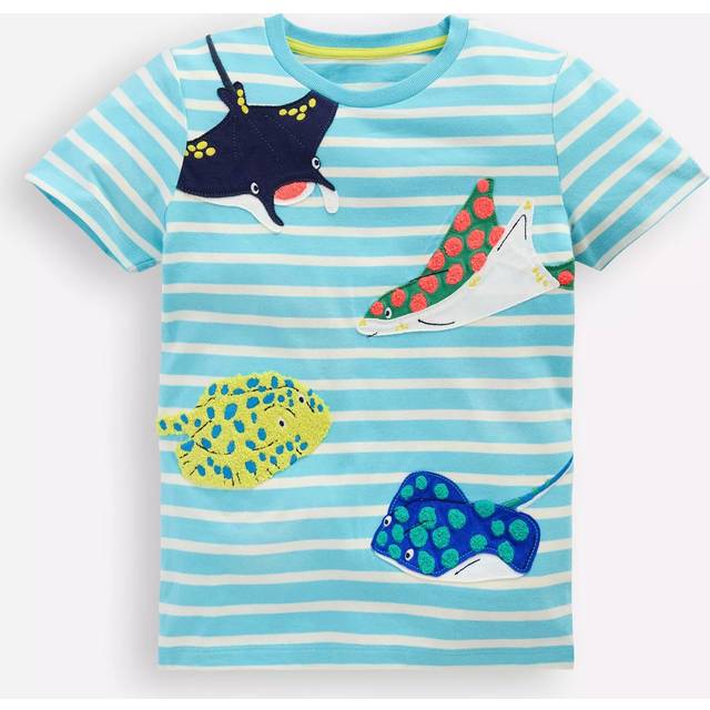 Mini Boden Kids' Applique T-Shirt, Carribean Blue Rays