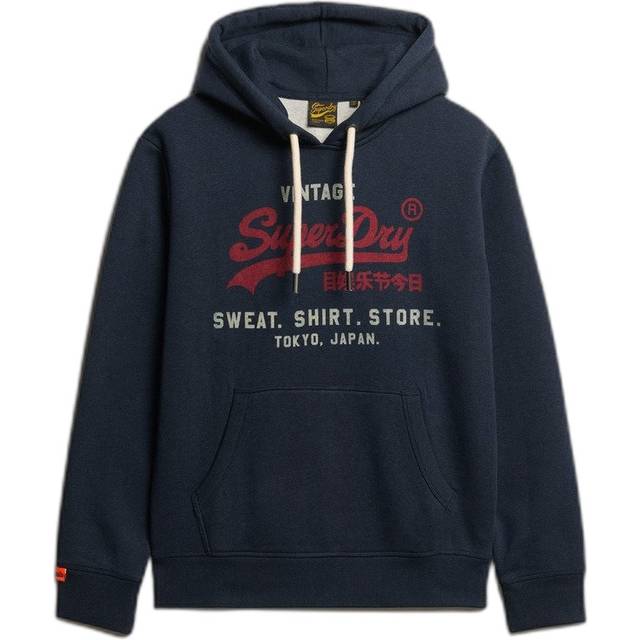 Superdry Vintage Logo Heritage Relaxed Hoodie-Navy, Navy, Size L, Men