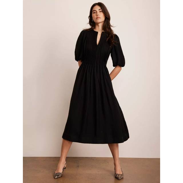 Mint Velvet Puff Sleeve Midi Dress, Black