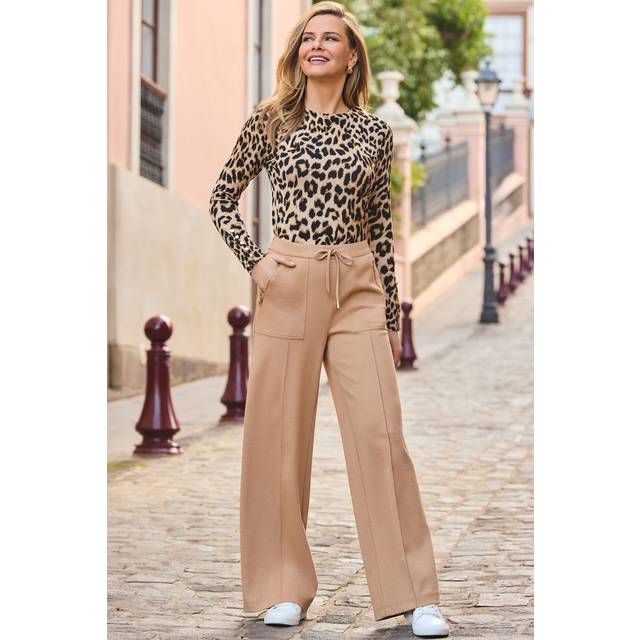 Sosandar Super Soft Wide Leg Trousers, Camel