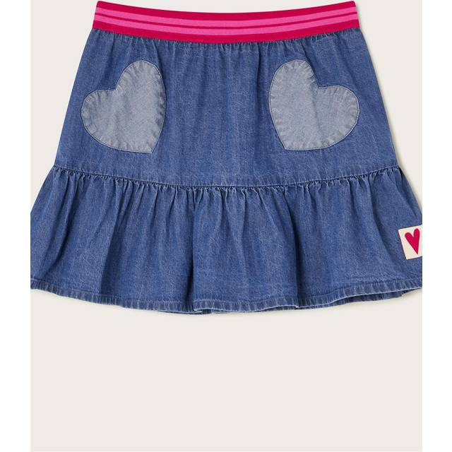 Heart Ruffle Denim Skirt Blue - 3 Years