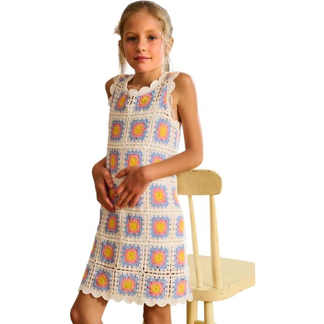 Hatley Kids' Buttercup Sleeveless Crochet Dress, Cornflower Blue