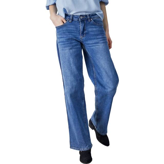 SisterS Point Oneaje. STR Dam Wide Jeans Stl. XS - Från Magasin - Mid Blue Wash/navy (XS)