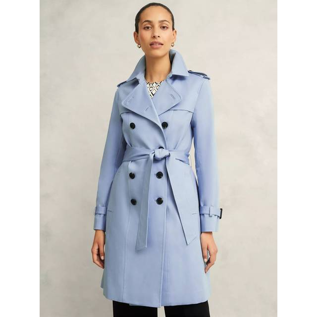 Hobbs Petite Skylar Trench Coat, Pale Blue