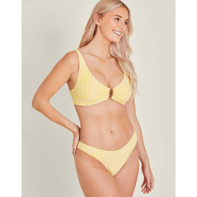 Yellow And White Gingham Nylon Bikini Top, Size: 10, Women's - Accessorize - Yellow/White