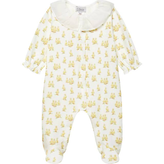 Trotters Baby Delilah Duck Print Stretch Organic Cotton Bodysuit, White/Yellow
