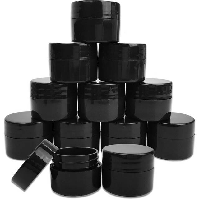 Beauticom 12 Pieces 7G/7ML (0.25oz) Black Sturdy Thick Double Wall Plastic Container Jar with Foam Lined Lid for Lotion  Creams  Toners  Lip Balms  Ma