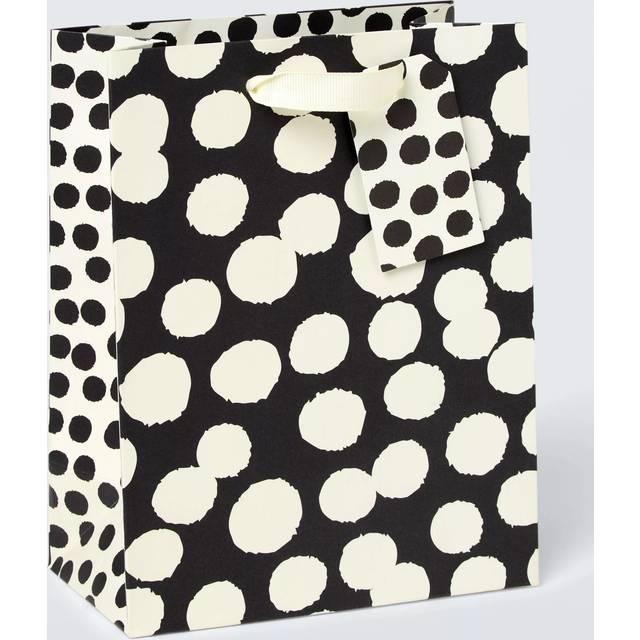 John Lewis Monochrome Spot Gift Bag, White/Black, Small Portrait