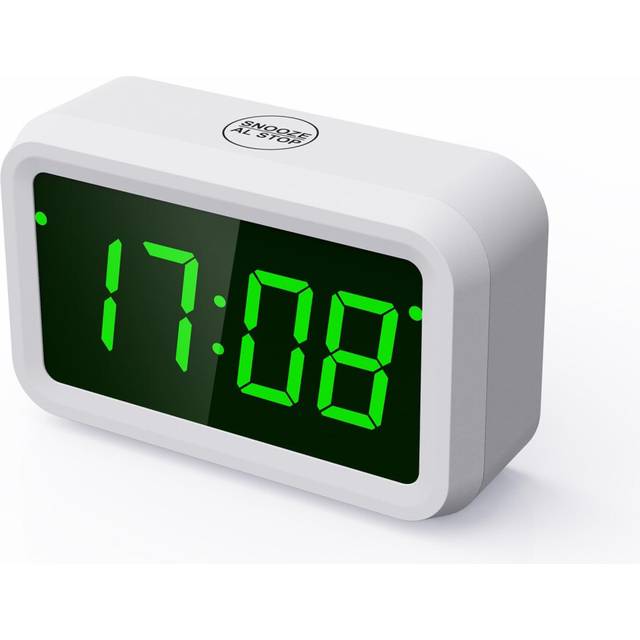 KWANWA Digital Alarm Clock Battery Operated,Bedside Clock with Auto LCD & LED Display,12/24H,Snooze,Adjustable Brightness,Small Clock for Bedroom