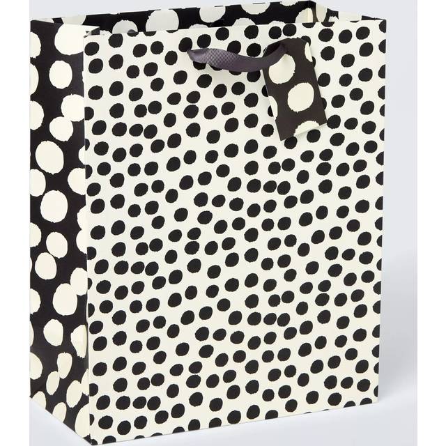 John Lewis Monochrome Spot Gift Bag, White/Black, Medium Portrait