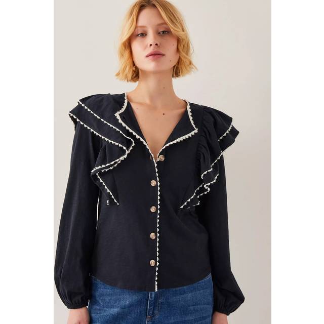 Freya Frill Jersey Blouse Black - L