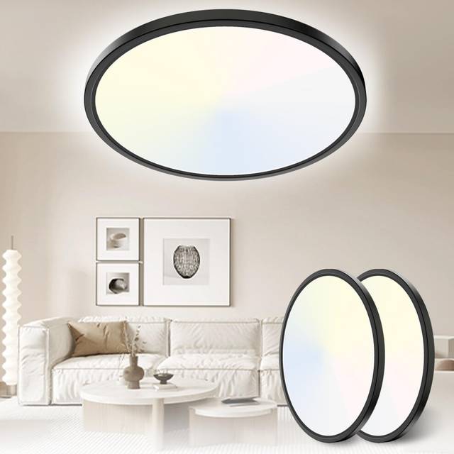 Yexati 30CM Bathroom Light 24W 3200LM 6000K/4000K/3000K IP54 Waterproof Bathroom Lights Ceiling, Ultra Thin Round Flush Ceiling Light for Kitchen