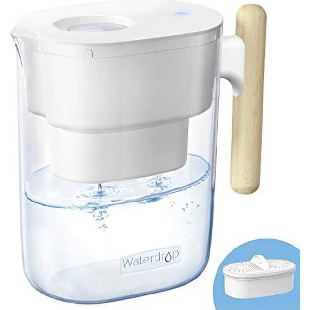 Waterdrop Chubby Water Filter Jug with 190 Days Filter, 3.5L, Reduces Fluoride, Chlorine and More, NSF Certified, BPA Free, White (Replacement F