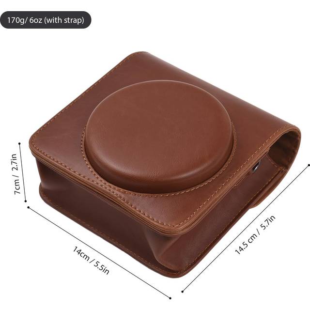Instant Camera Storage Case Camera Bag PU Leather Magnetic Buckle with Shoulder Strap Compatible brun