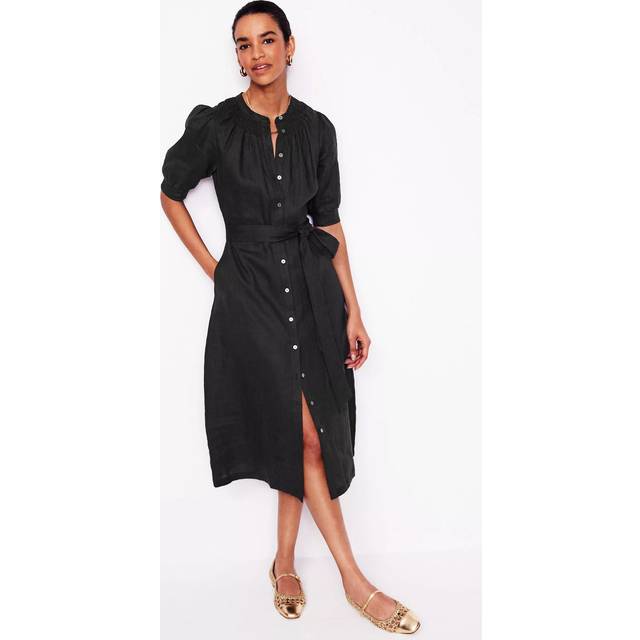 Boden Ada Pure Linen Midi Dress, Black