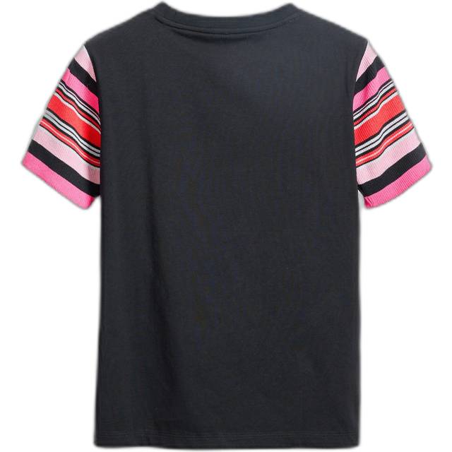 Mickey Mouse TShirt Striped Sleeves Women - Black Shirts - L