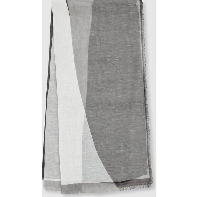 Reiss Audrey Linen Blend Scarf, Grey/White