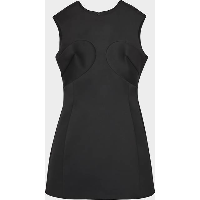 Seamed Up Satin Sleeveless Mini Dress - BLACK - 10