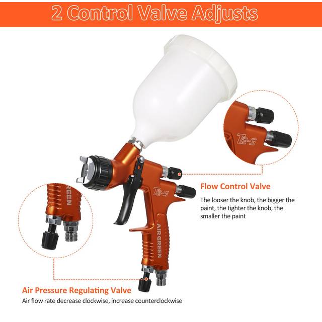High Volume Low Pressure  Gravity Feed Sprayer 1.3mm Nozzle Highly Atomized Paint Spray Tool Mini orange