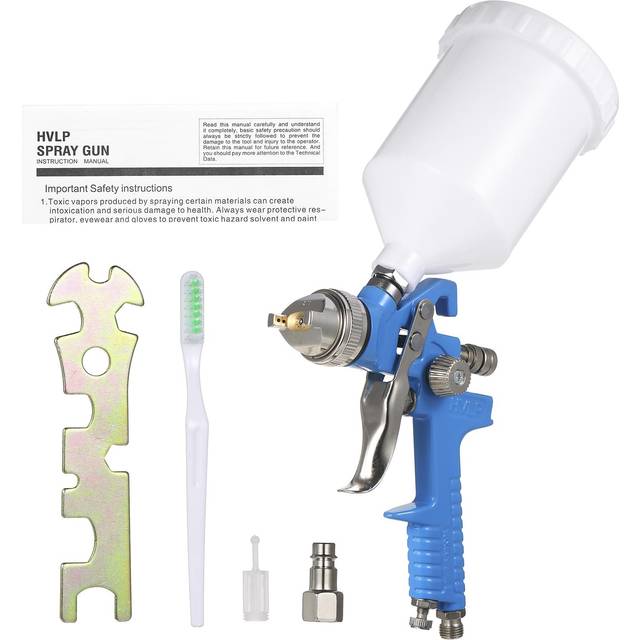 High Volume Low Pressure Mini Spray Machine Air Paint Sprayer with 1.7 mm Nozzle 600ml Capacity Cup 1.3mm blue