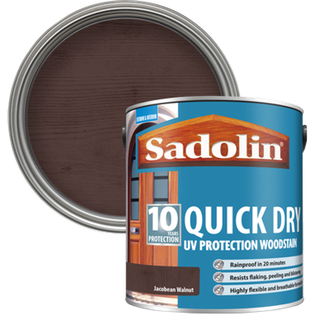 Sadolin Quick Dry 10 Year Jacobean Walnut Woodstain 2.5L - Brown
