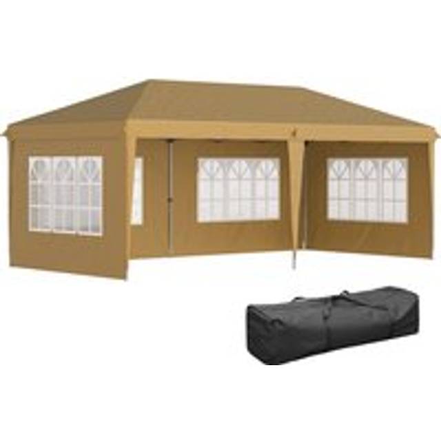 Outsunny 3 x 6m Pop-Up Gazebo, with Removable Walls - Khaki