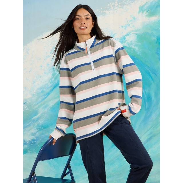 Women's White Stuff Women's Rewind Stripe Half Zip Sweat Green Multi - Size: SMALL