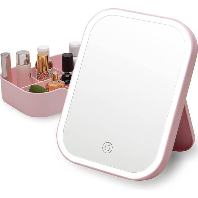 (As show, One size) Lighted Table Makeup Mirror With Led Lights,  Portable Vanity Desk Mirror,rechargeable Cosmetic Mirror,