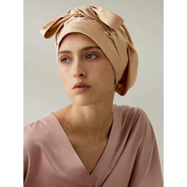 LILYSILK Womens Silk Hat For Sleeping Light Camel Premium Silk Breathable Game-Changing Sleep Bonnet one size - Beige - One Size