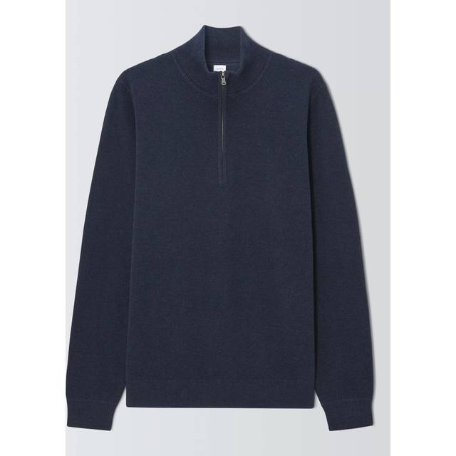 John Lewis Seed Stitch Cotton Knit Half Zip Jumper