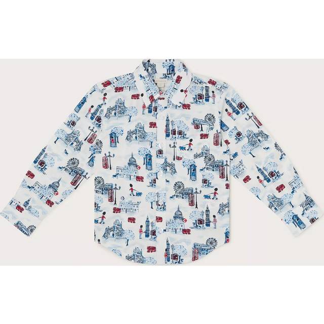 Monsoon Kids' London Cotton Shirt, Ivory/Multi