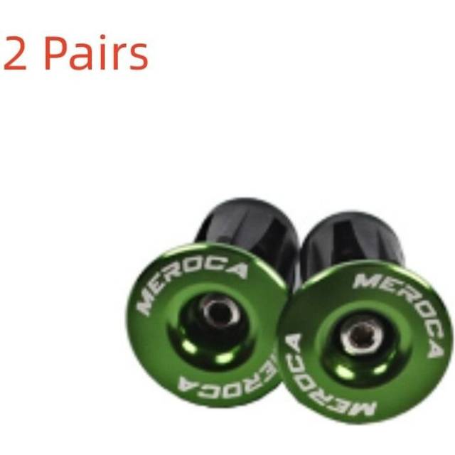 (a-green) 2 Pairs Colorful Alloy Aluminum Cover Bike Bar End Plug Handle Bar End Cap Handlebar Caps Bicycle Grips