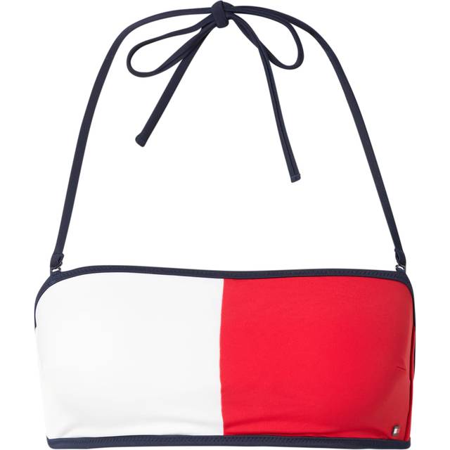 Tommy Hilfiger – Vit och röd bikiniöverdel i bandeau-modell-Vit/a