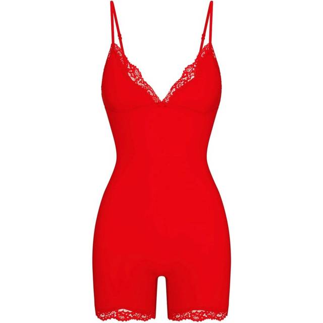 SKIMS Triangle Onesie (Bodysuit) | Red | XS | Fits Everybody Lace - Cayenne