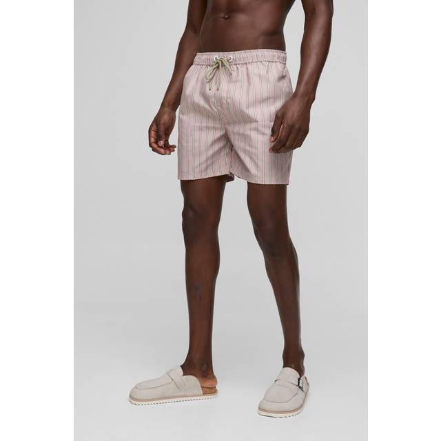 Mid Length Stripe Swim Short - Pink - XS