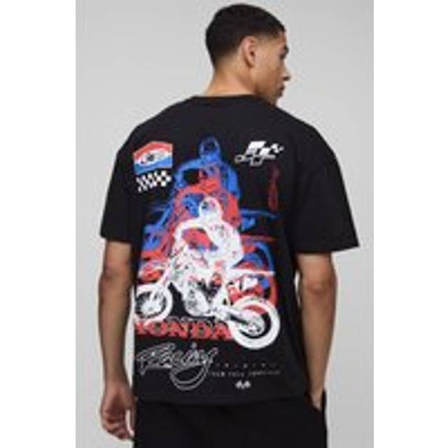 Oversized Honda RS JT Racing License Printed T-Shirt - Black - S