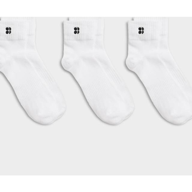 Sweaty Betty Essentials Organic Cotton Rich Mini Crew Socks, Pack of 3, White