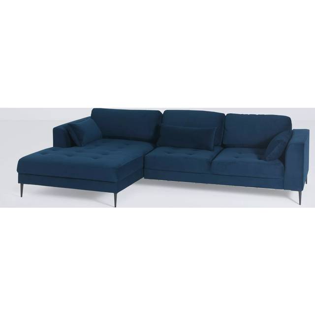John Lewis Siesta LHF Chaise Sofa Bed, Dark Leg, Plush Vel Indigo